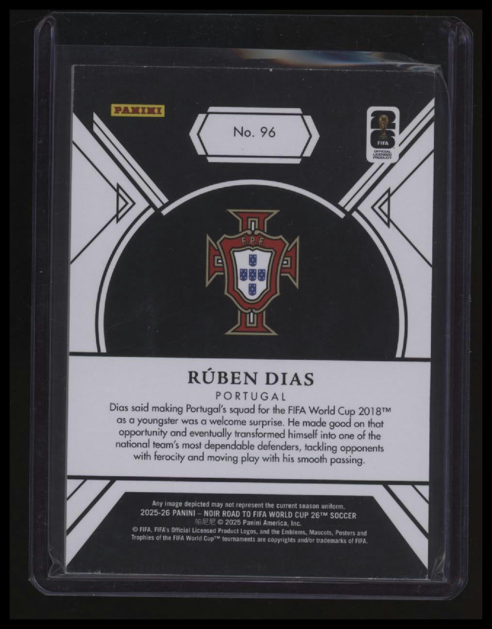 2025-26 Panini Noir Road to FIFA World Cup Ruben Dias Holo Gold #/10
