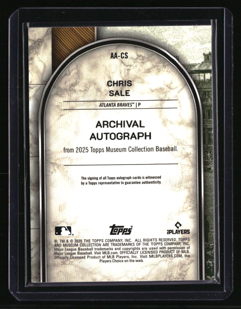 2025 Topps Museum Collection Chris Sale Archival Autographs #/199