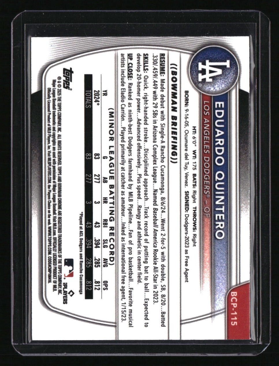 2025 Bowman Sapphire Edition Eduardo Quintero