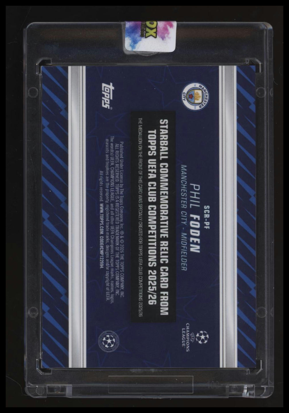 2025-26 Topps UEFA Club Competitions Phil Foden Starball Relics Black Foil #/10