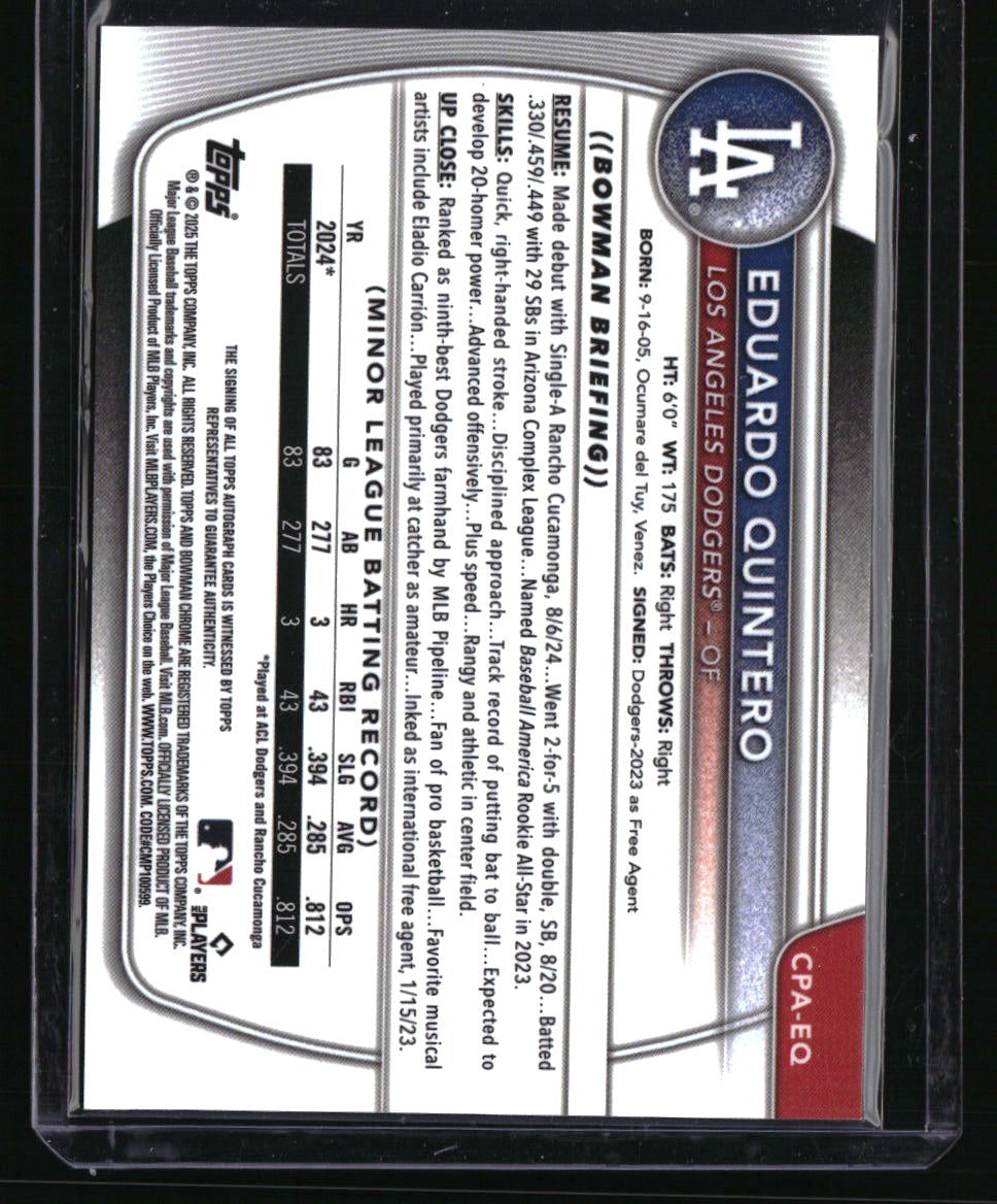 2025 Bowman Eduardo Quintero Chrome Prospects Autographs