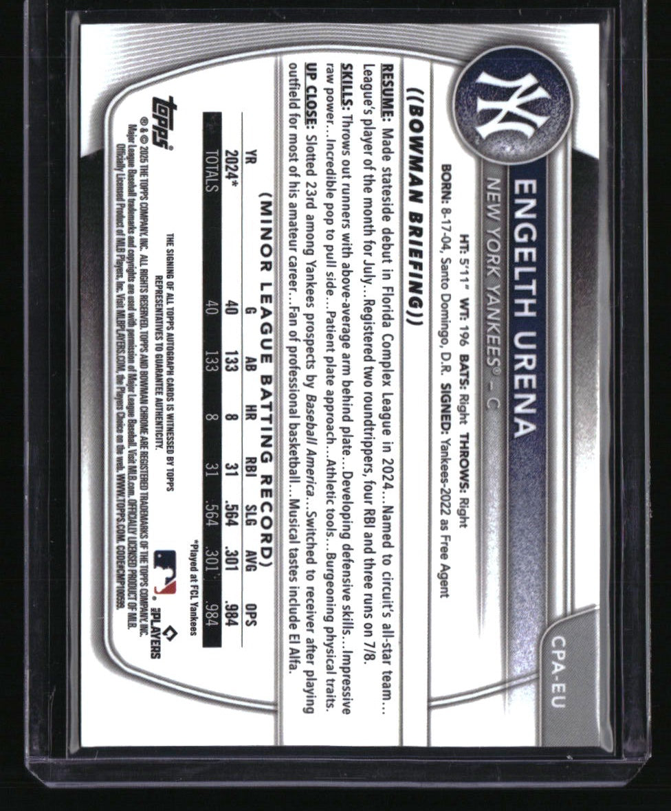 2025 Bowman Engelth Urena Chrome Prospects Autographs Gold Lava Refractor #/50