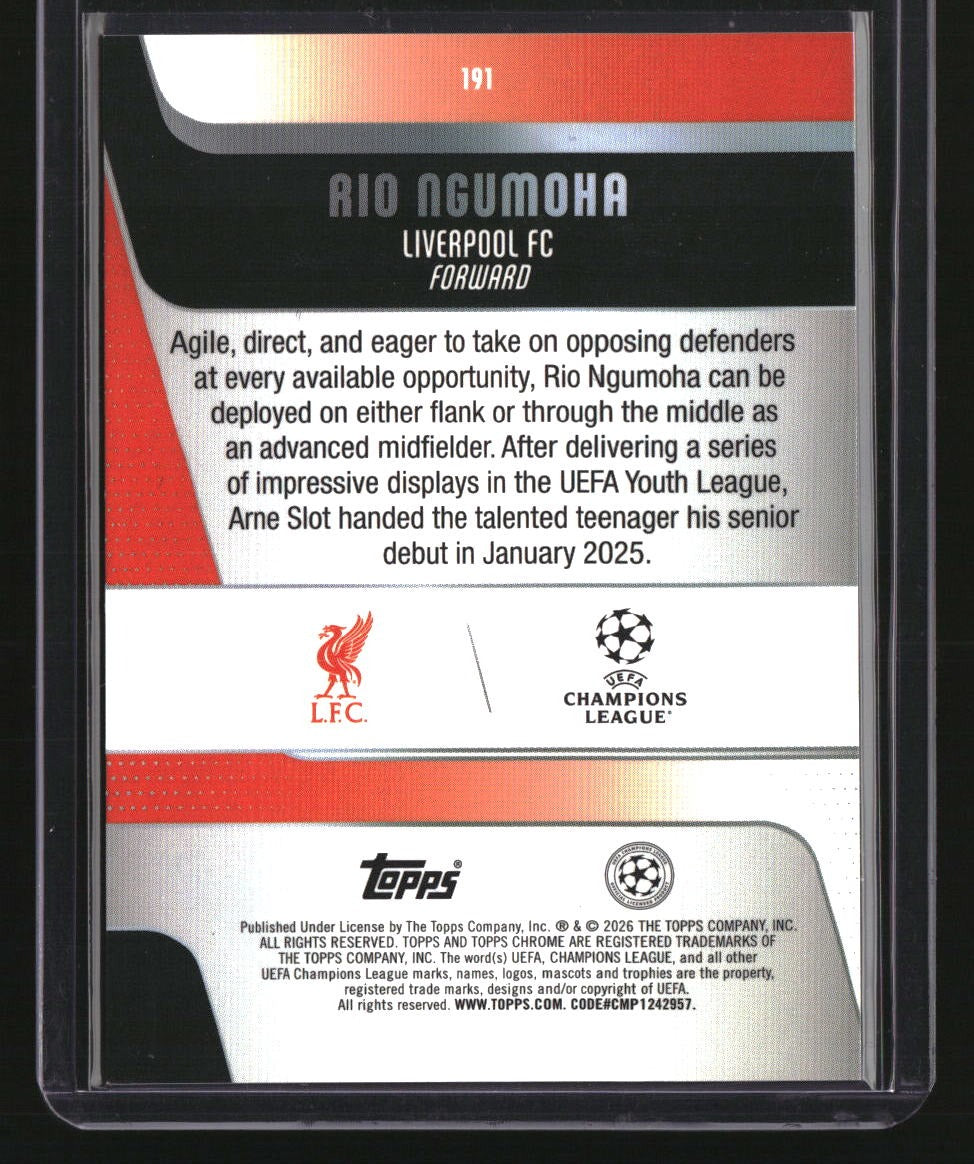 2025-26 Topps Chrome UEFA Club Competitions Rio Ngumoha Purple Refractor #/75