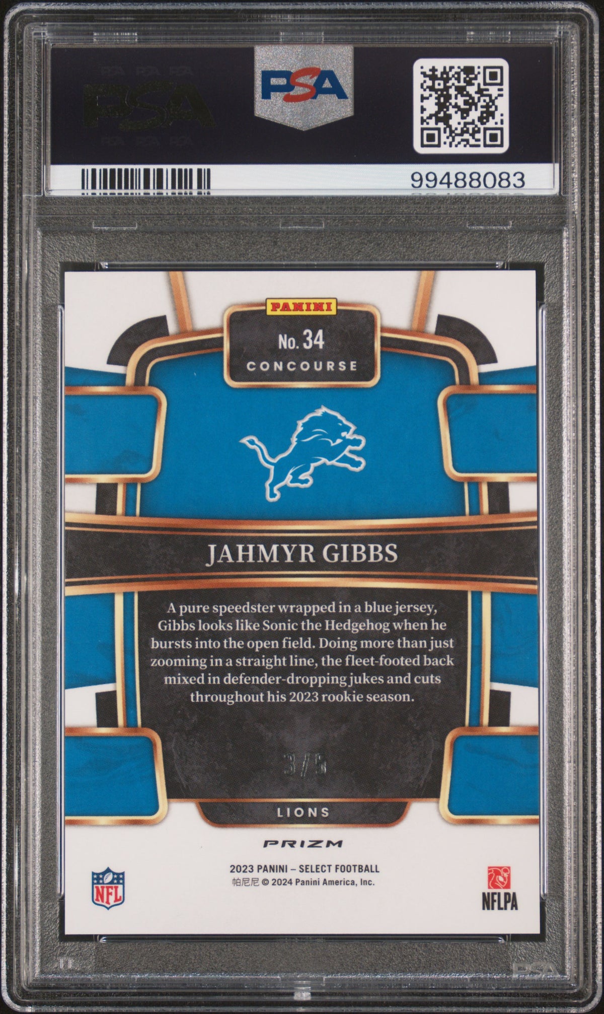 2023 Panini Select Jahmyr Gibbs Green Prizm PSA 10