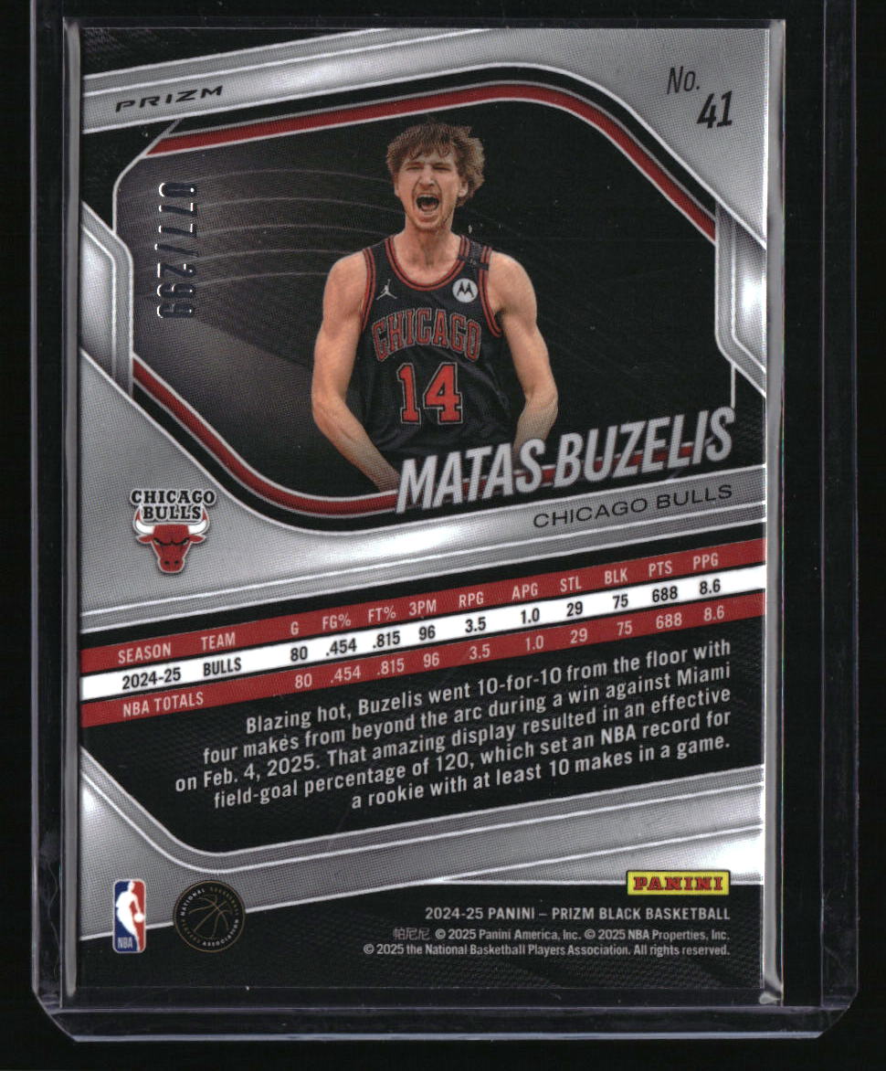 2024-25 Panini Prizm Black Matas Buzelis Red Prizms #/299