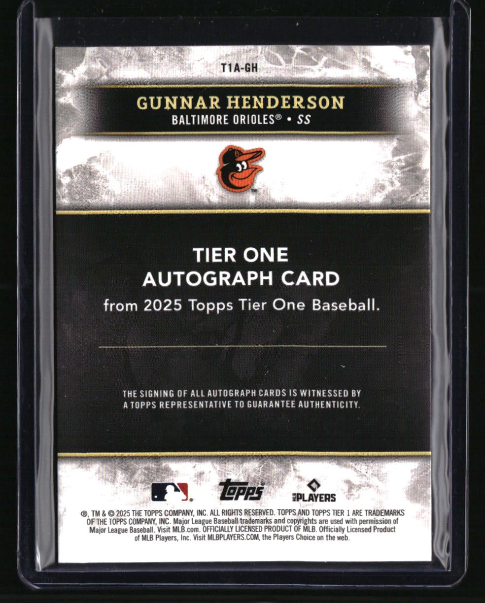 2025 Topps Tier One Gunnar Henderson Tier One Autographs #/75