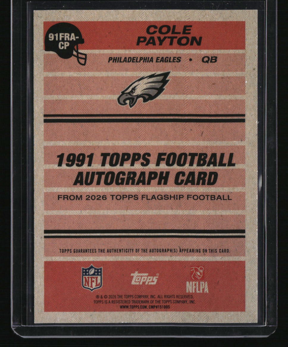 2026 Topps Flagship Cole Payton 35th Anniversary Rookie Autographs Green #/99