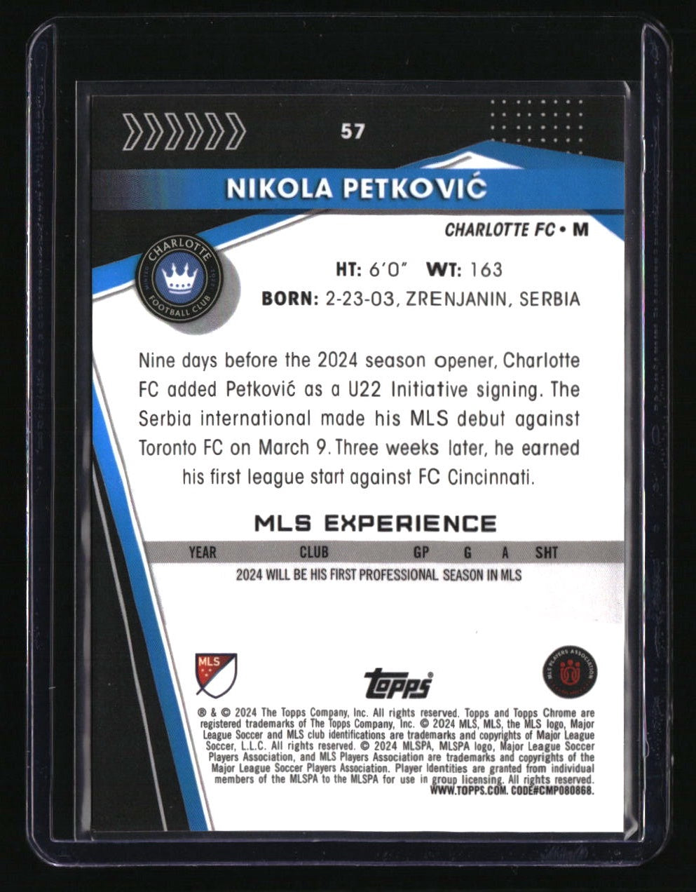 2024 Topps Chrome Sapphire Edition MLS Nikola Petković Black Sapphire #/10