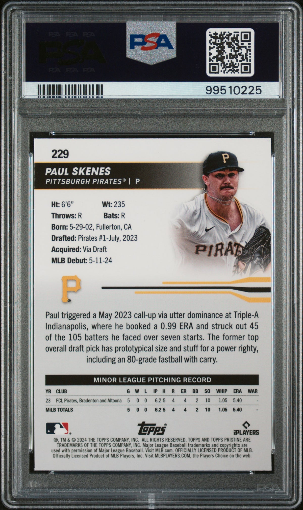 2024 Topps Pristine Paul Skenes PSA 9