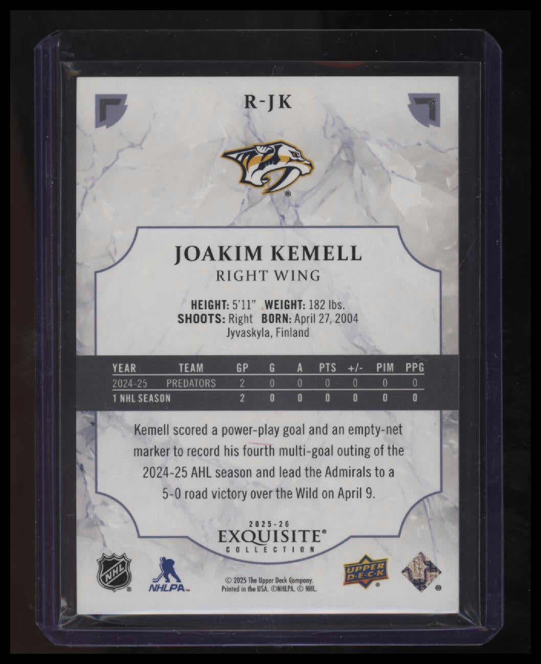 2025-26 Upper Deck Black Diamond Joakim Kemell Rookies #/399