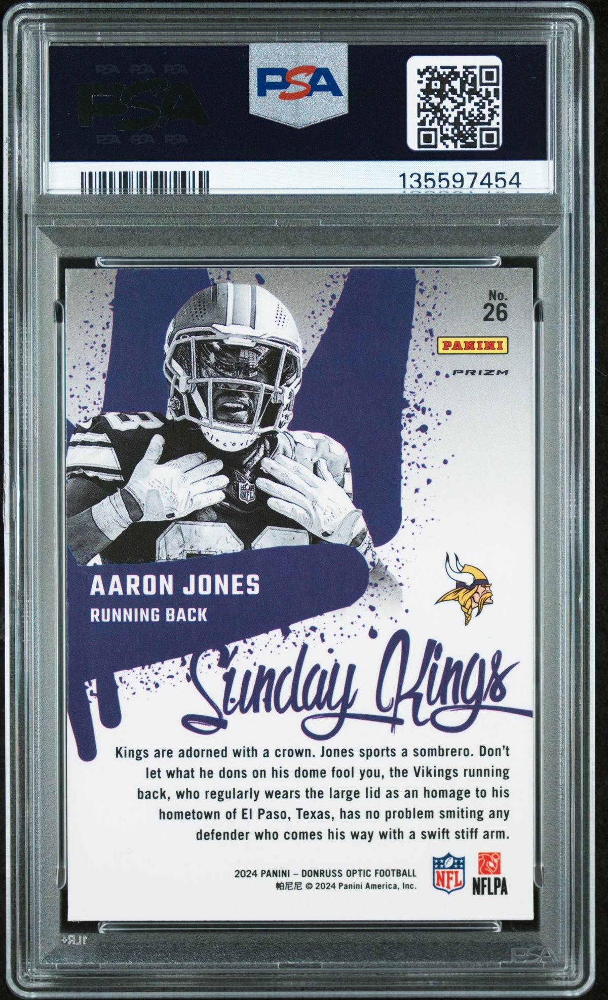 2024 Panini Donruss Optic Sunday Kings Aaron Jones PSA 10