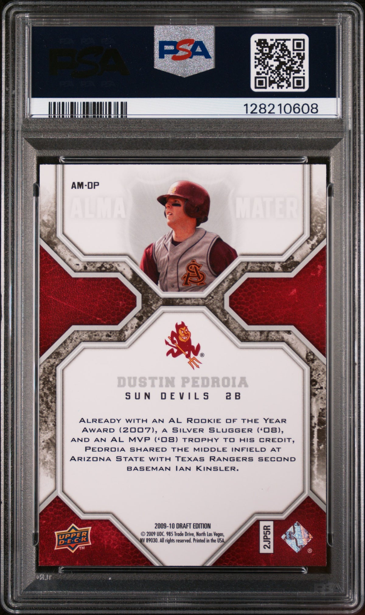 2009 Upper Deck Draft Edition Alma Mater Dustin Pedroia Alma Mater PSA 9