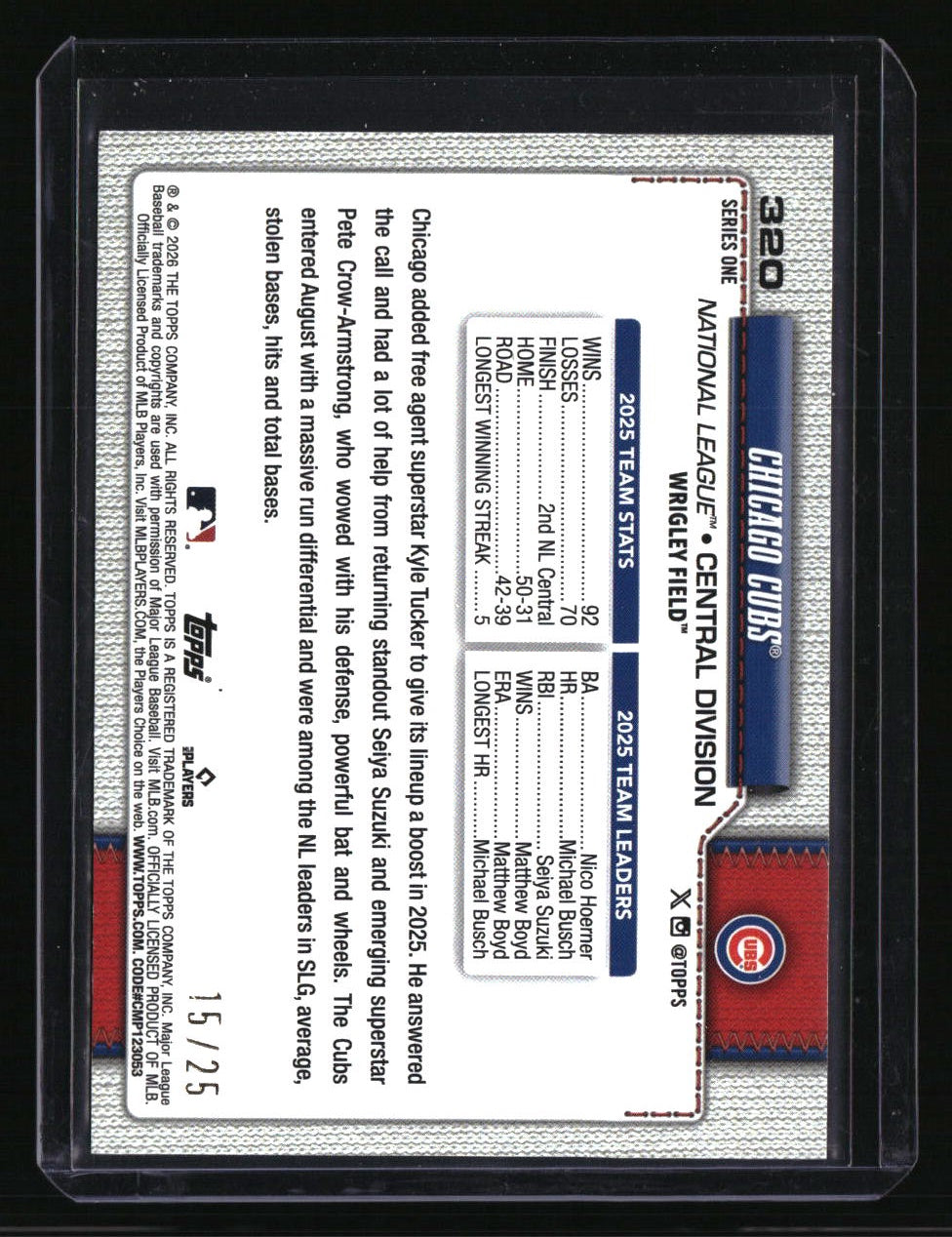 2026 Topps Chicago Cubs Orange Sandglitter #/25
