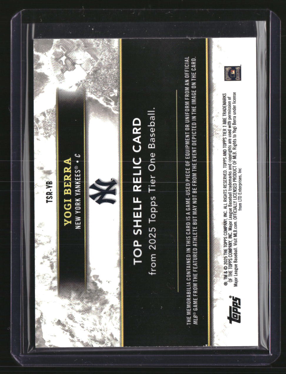 2025 Topps Tier One Yogi Berra Top Shelf Relics Green Foil #/10