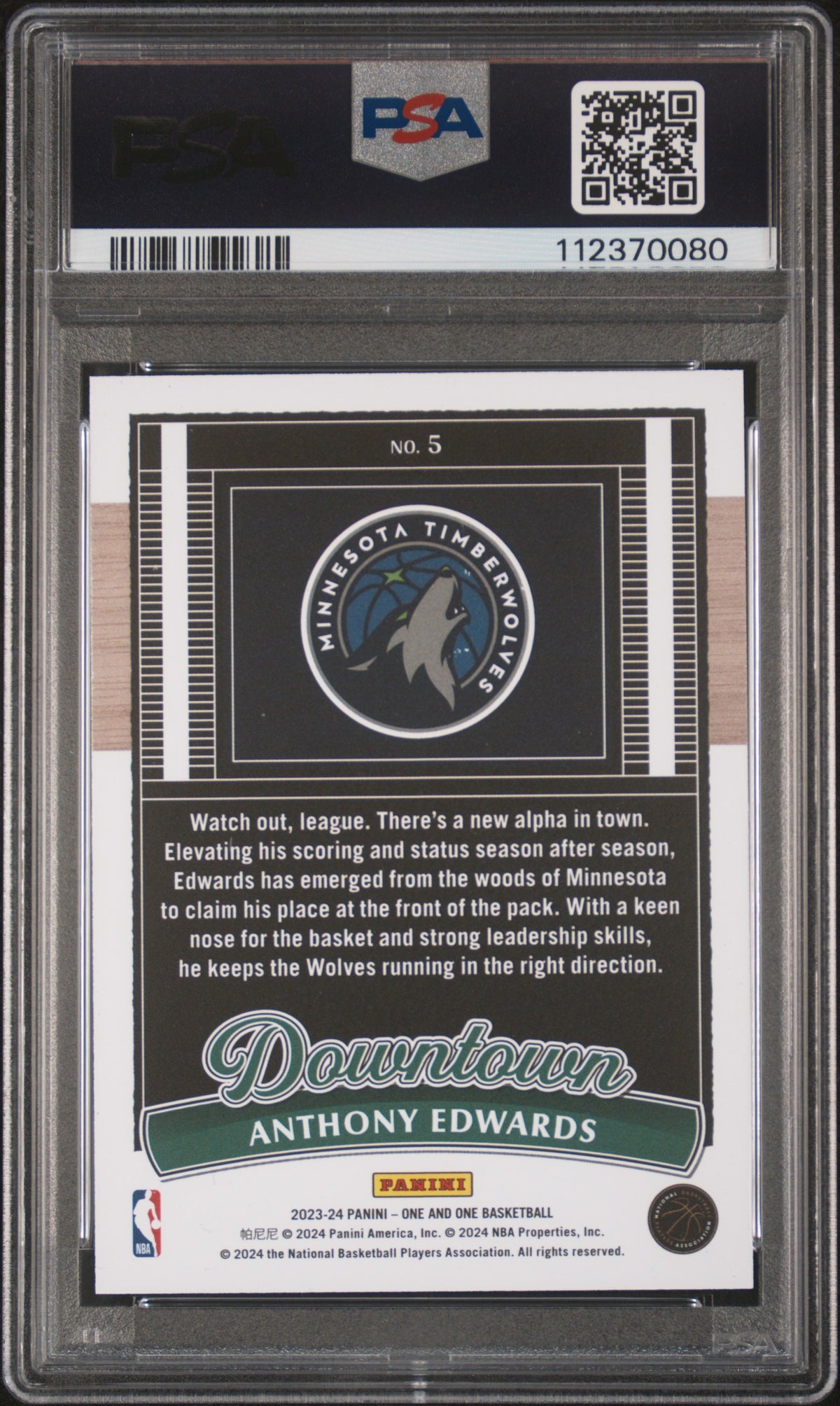 2023 Panini One And One Downtown Anthony Edwards PSA 10