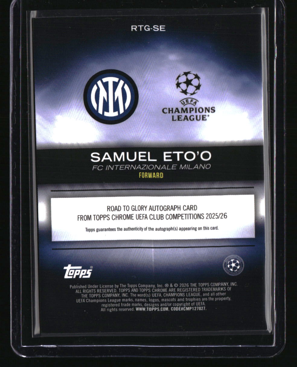 2025-26 Topps Chrome UEFA Club Comp Samuel Eto'o Road to Glory Auto Green #/99