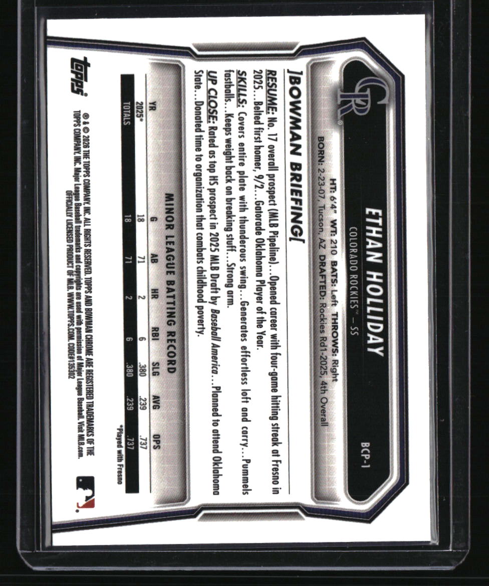 2026 Bowman Sapphire Edition Ethan Holliday