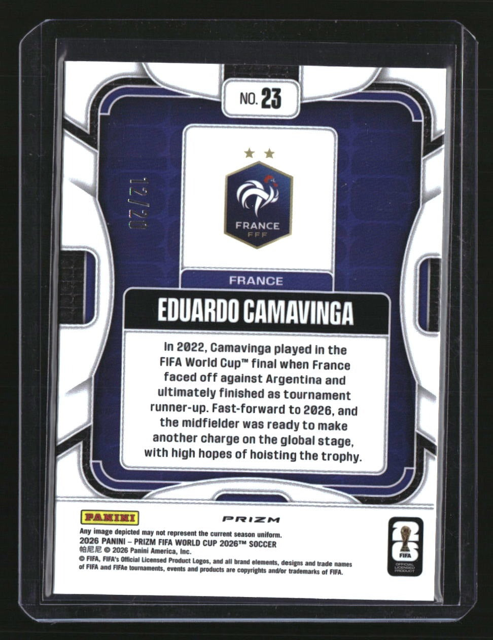 2026 Panini Prizm FIFA World Cup Eduardo Camavinga Cherry Blossom Prizm #/20