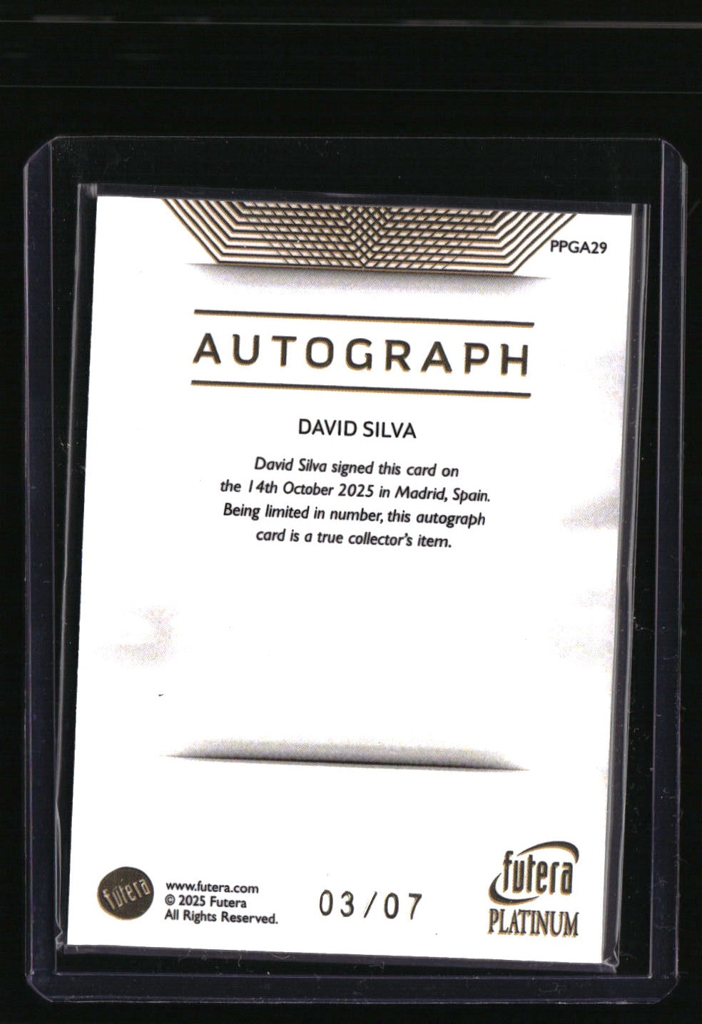 2025 Futera Paragon David Silva Auto #/7