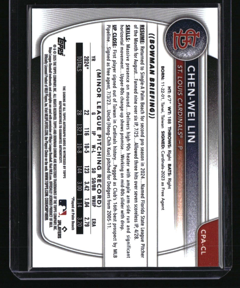2025 Bowman Chen-Wei Lin Chrome Prospects Autographs