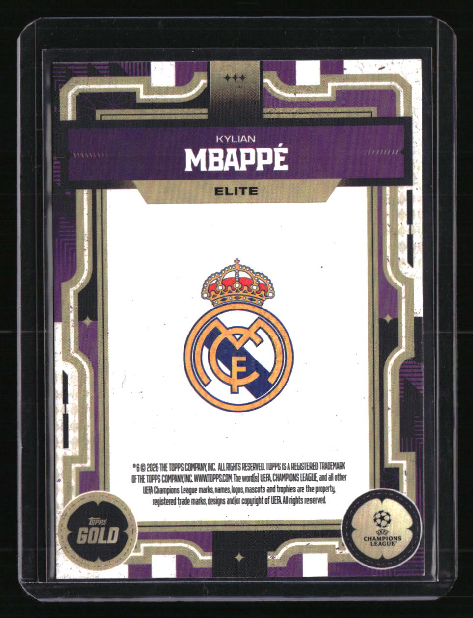 2025-26 Topps Gold UEFA Club Competitions Kylian Mbappe Purple #/50