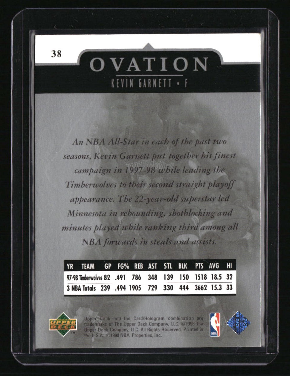 1998-99 Upper Deck Ovation Kevin Garnett