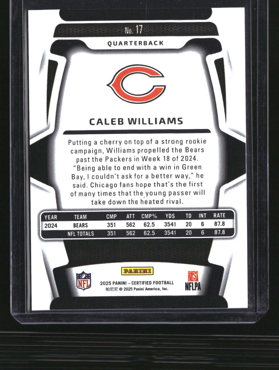 2025 Panini Certified Caleb Williams Mirror Orange #/150