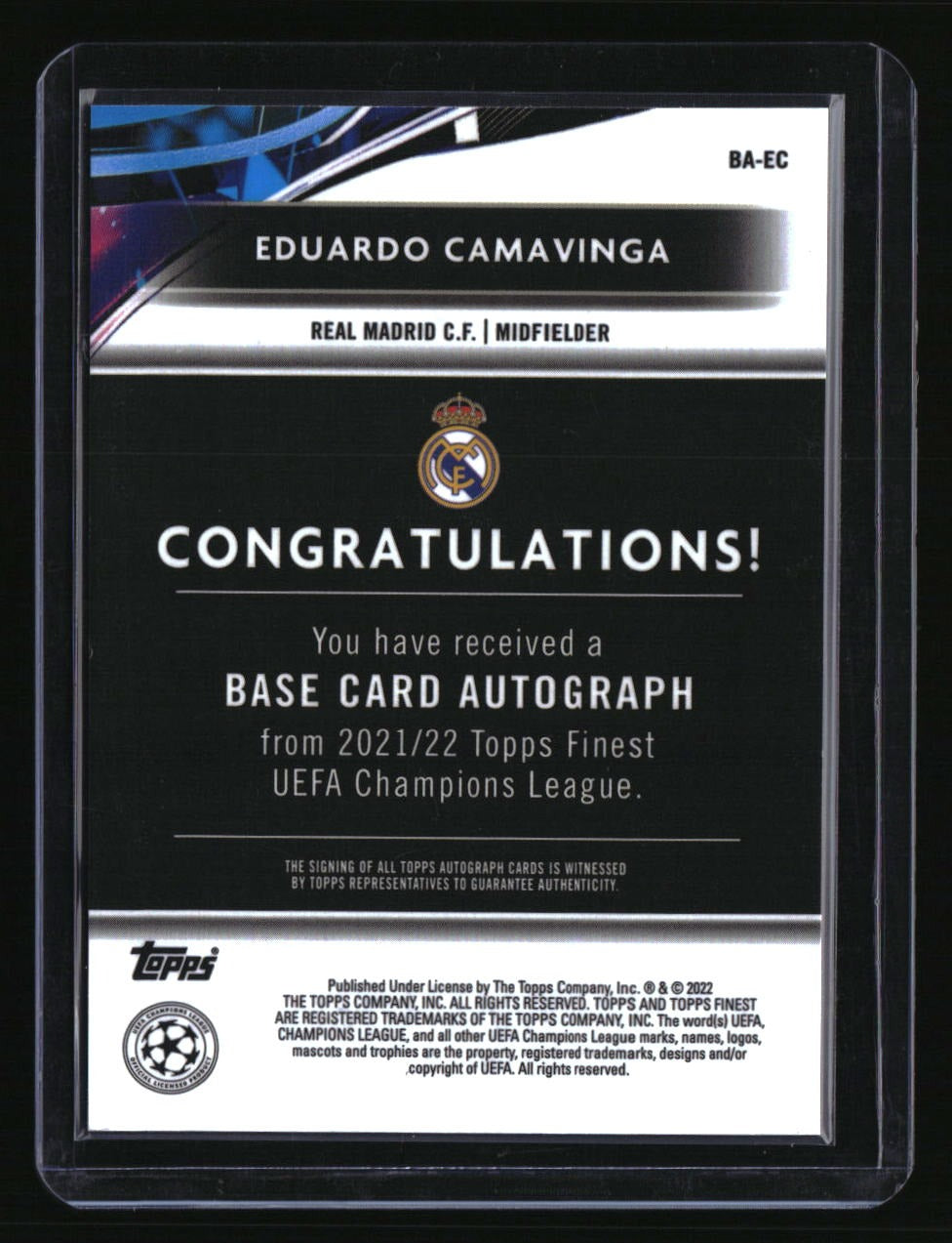 2021-22 Finest UEFA Champions League Eduardo Camavinga Autographs