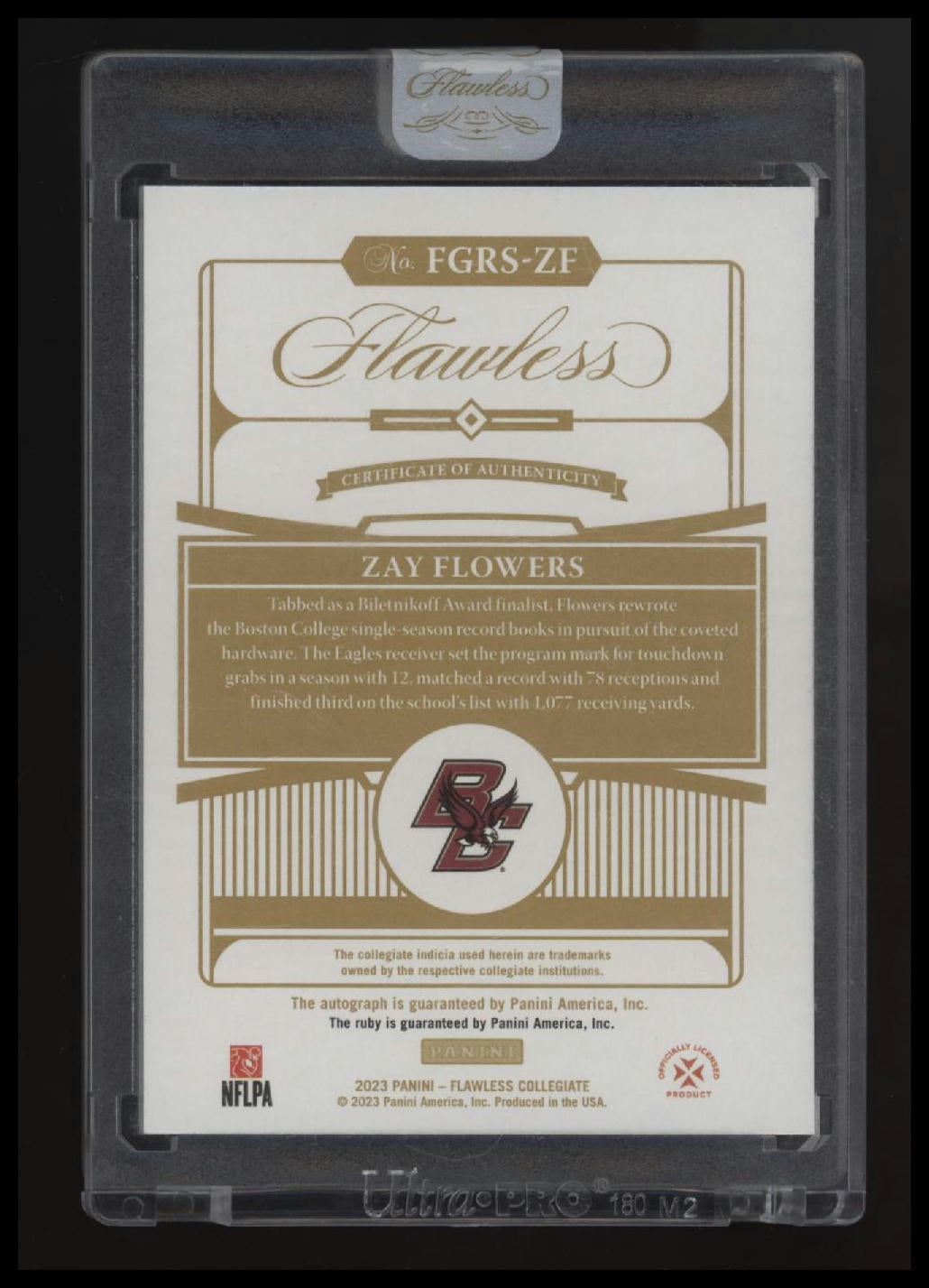 2023 Panini Flawless Collegiate Zay Flowers Rookie Gems Signatures Ruby #/20