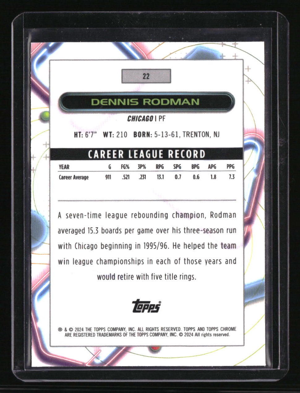 2023-24 Topps Chrome Cosmic Dennis Rodman Pink Galaxy Refractors