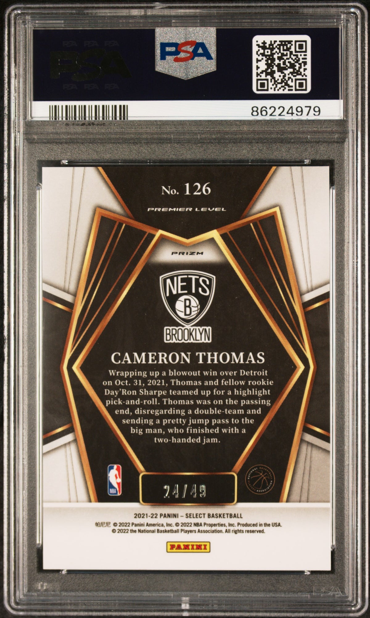 2021 Panini Select Cameron Thomas Teal/White/Pink Prizm PSA 10