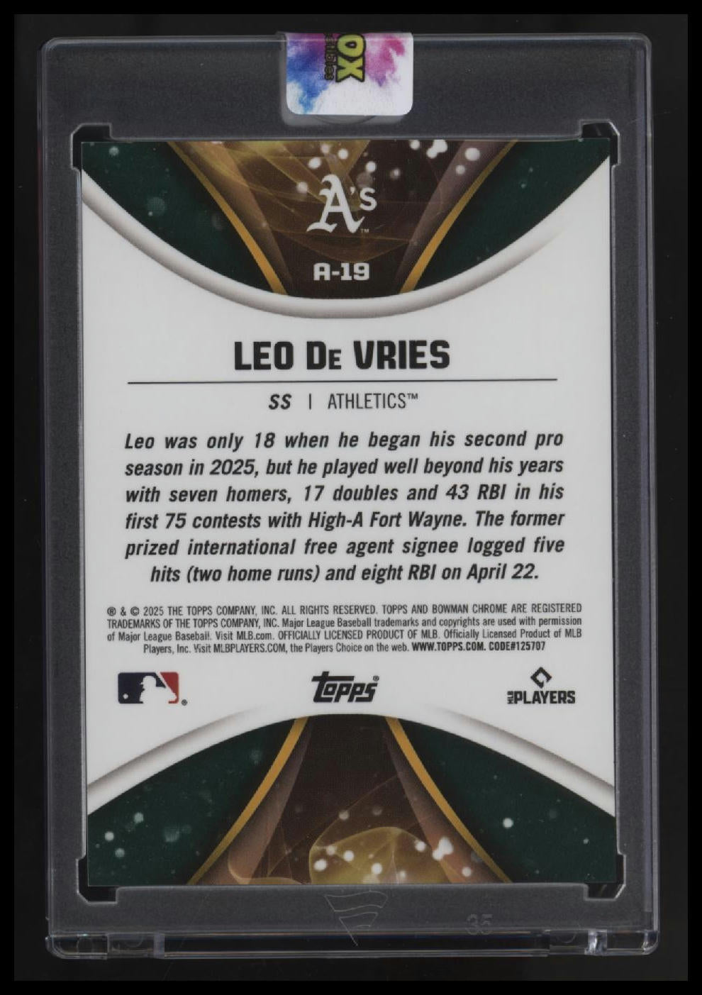2025 Bowman Draft Leo De Vries Axis Black Refractor #/10