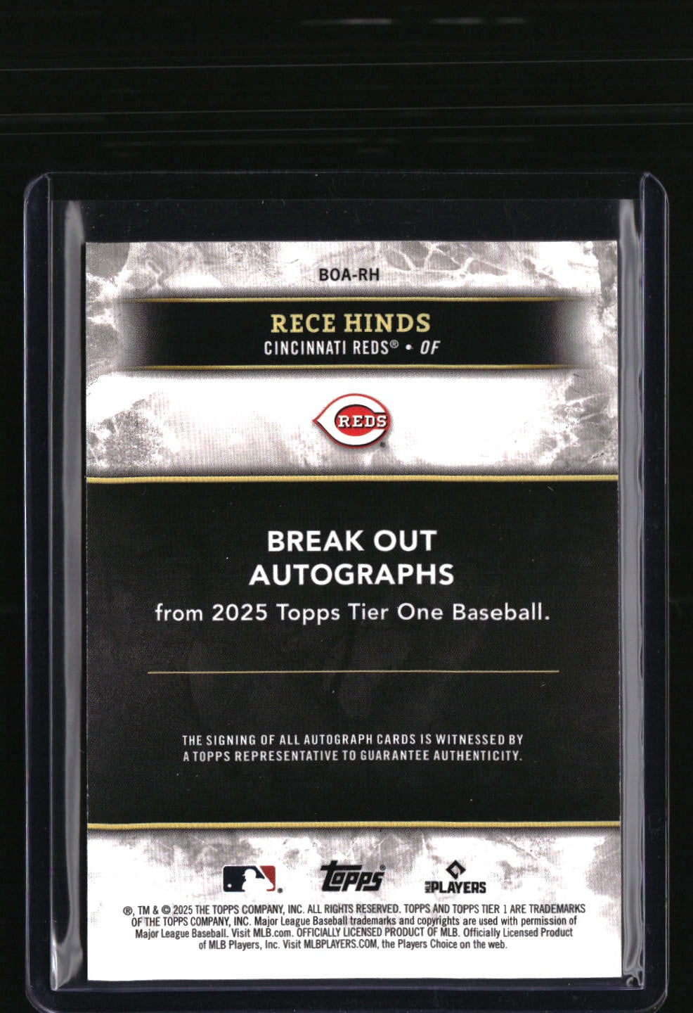 2025 Topps Tier One Rece Hinds Break Out Autographs Red Foil #/25