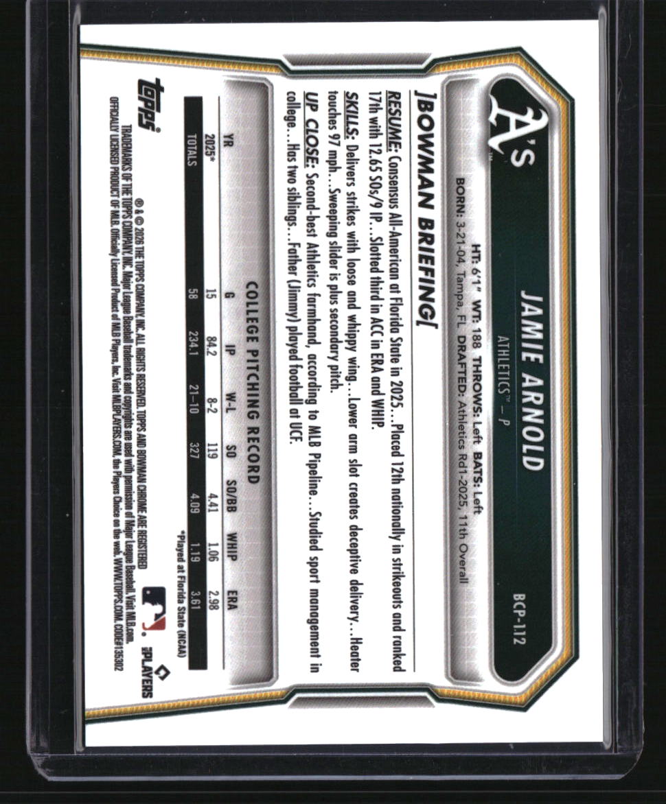 2026 Bowman Sapphire Edition Jamie Arnold Green #/99
