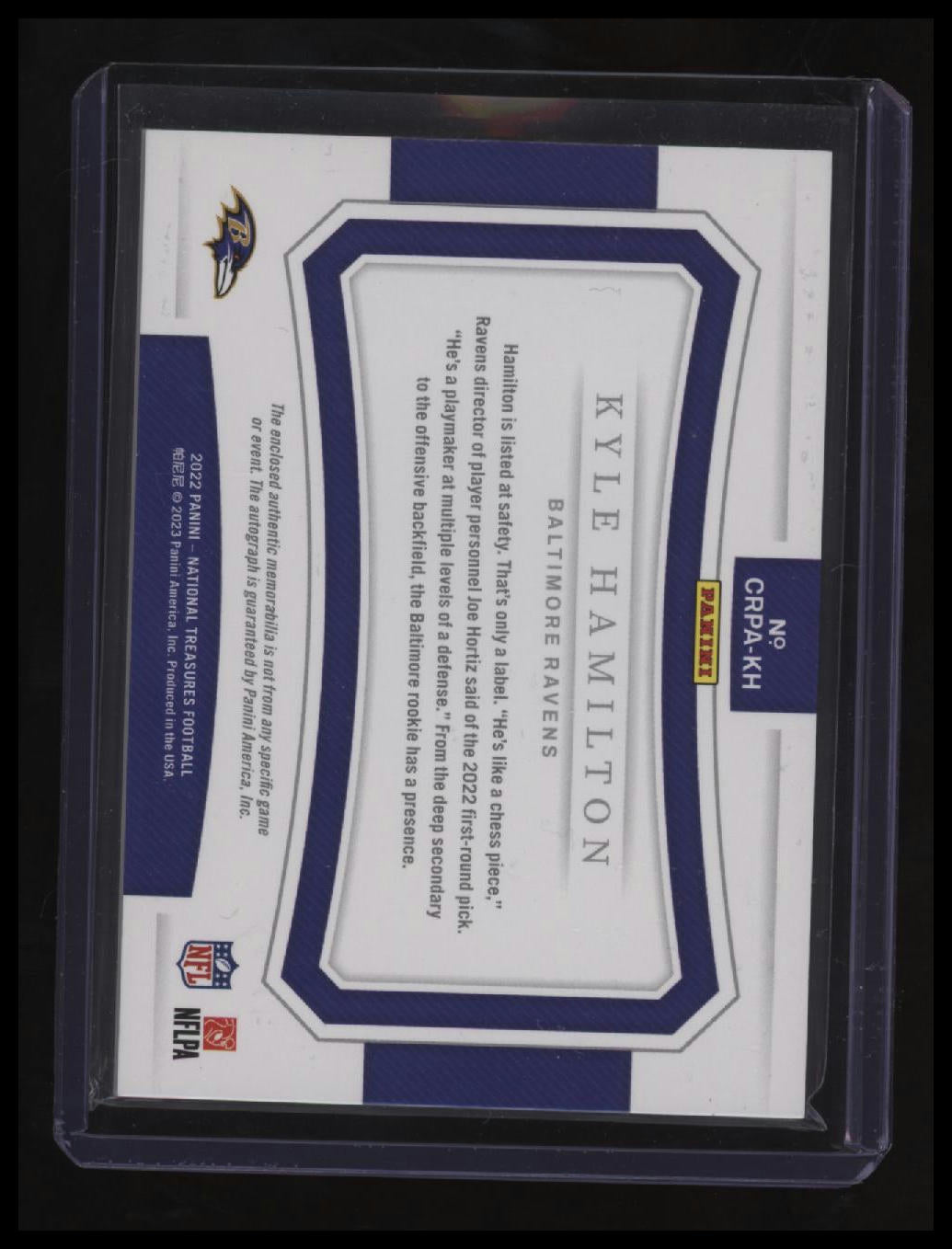 2022 Panini National Treasures Kyle Hamilton RPA #/99