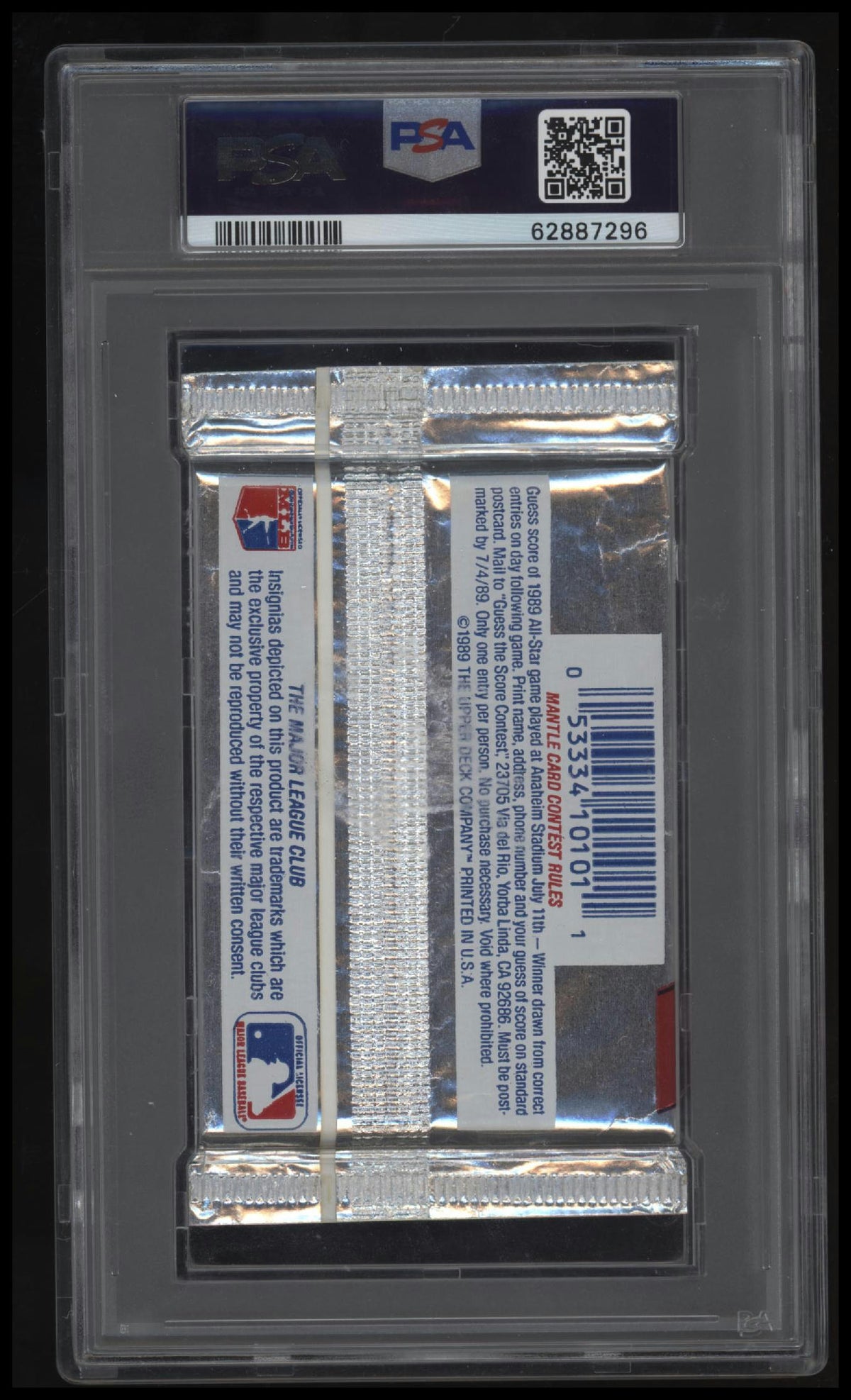 1989 Upper Deck Baseball Foil Pack Foil Pack Low Series PSA 8
