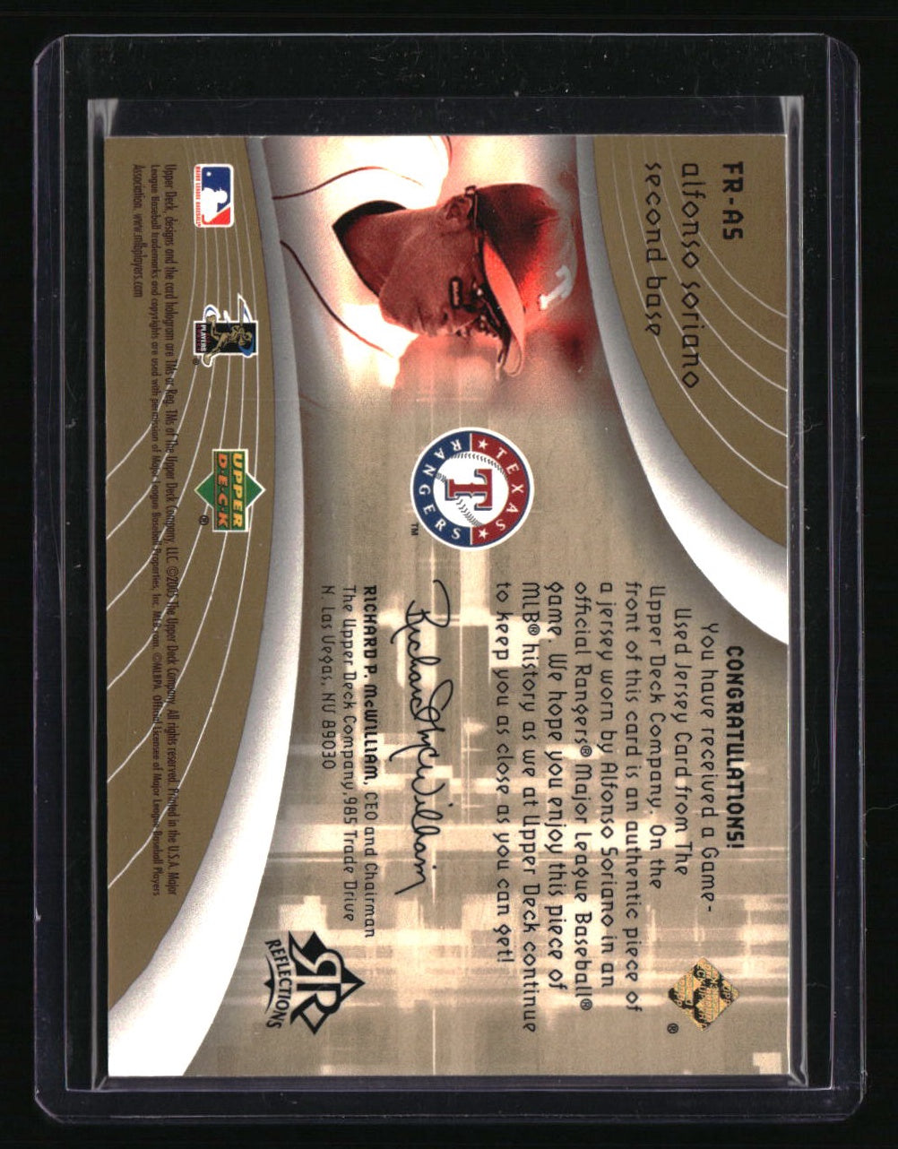 2005 Upper Deck Reflections Alfonso Soriano Fabric Jersey