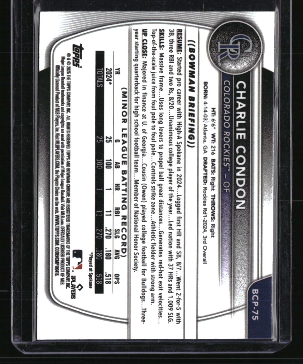 2025 Bowman Sapphire Edition Charlie Condon