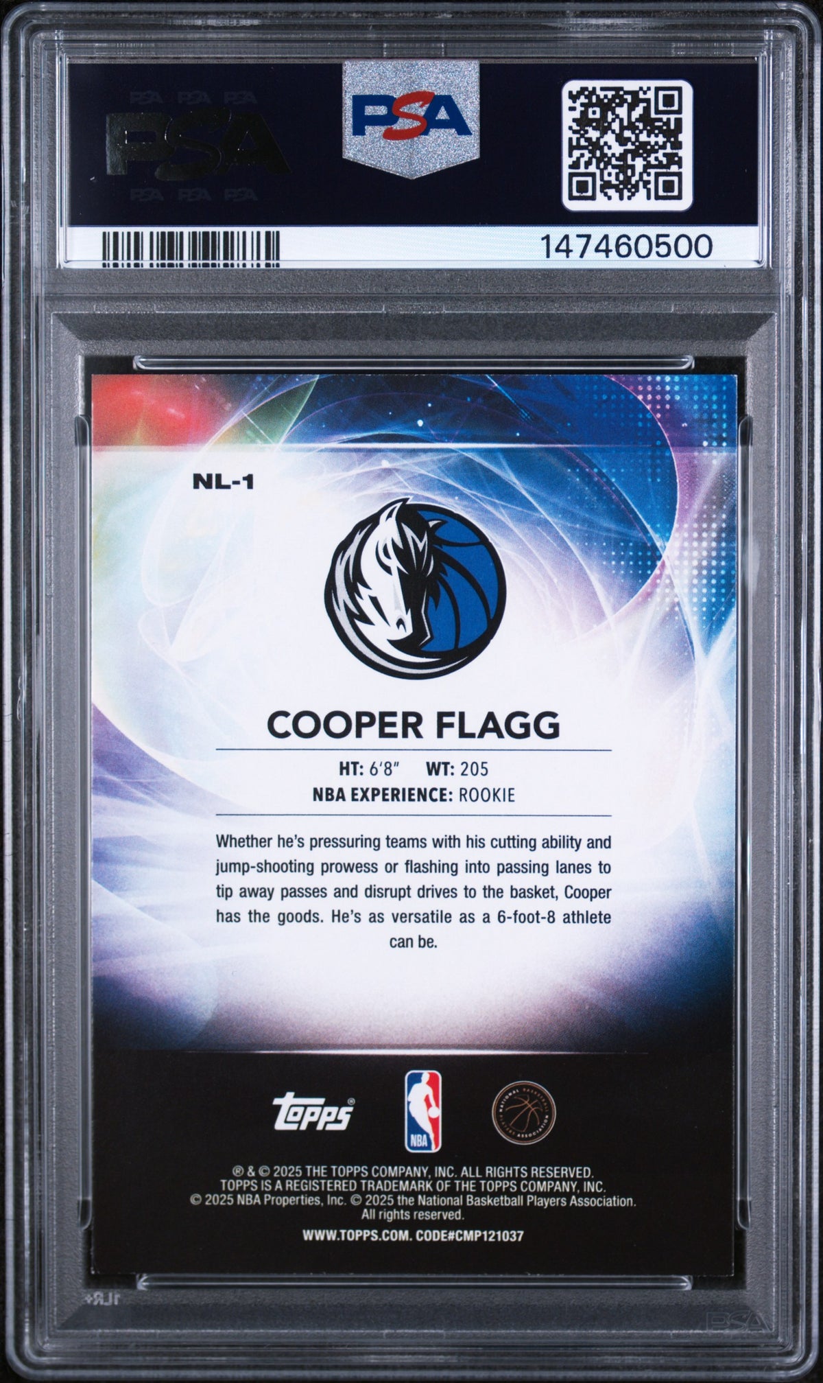 2025 Topps No Limit Cooper Flagg No Limit-Rainbow Foilboard PSA 8