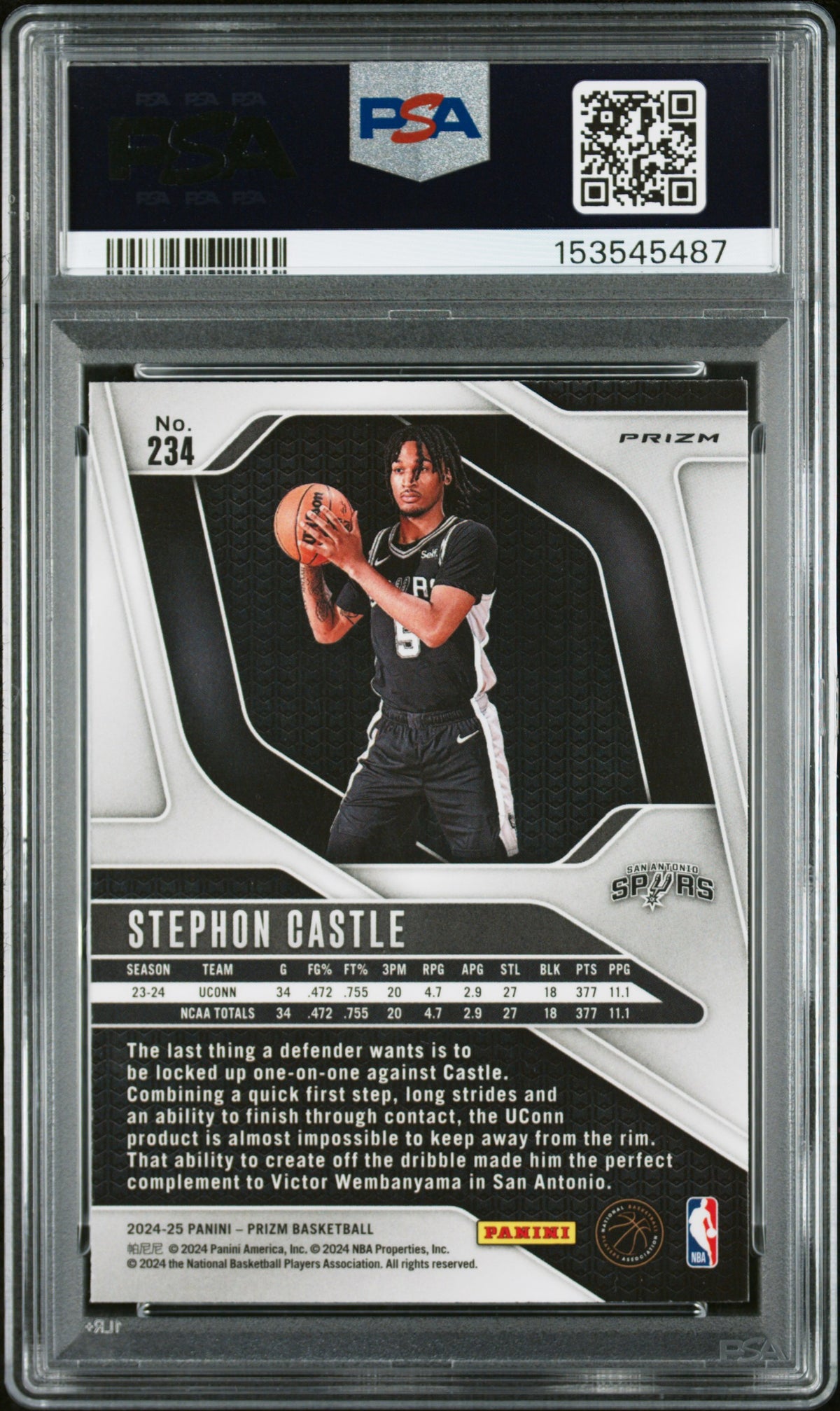 2024 Panini Prizm Stephon Castle Silver Prizm PSA 9