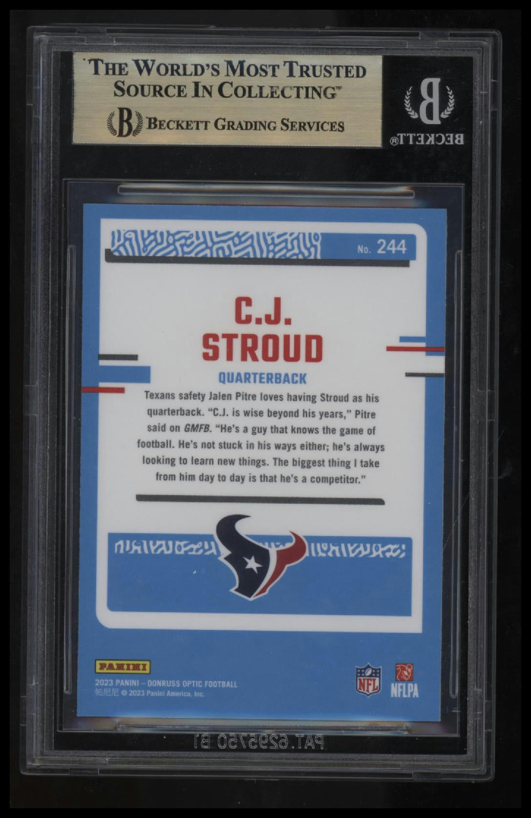 2023 Donruss Optic CJ Stroud RR RC BGS 9.5