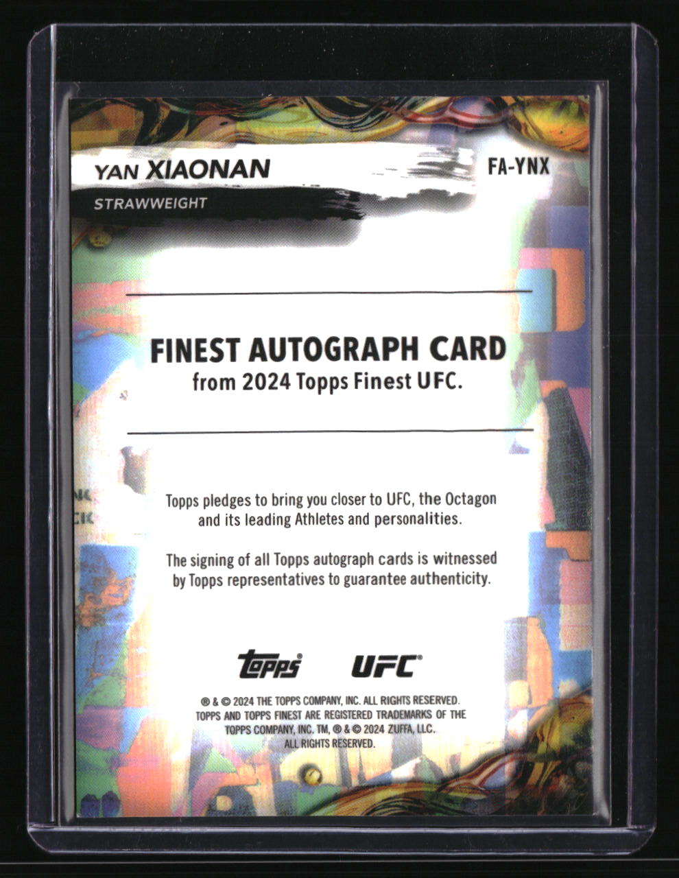 2024 Topps Finest UFC Yan Xiaonan Finest Autographs Blue Checkerboard #/75