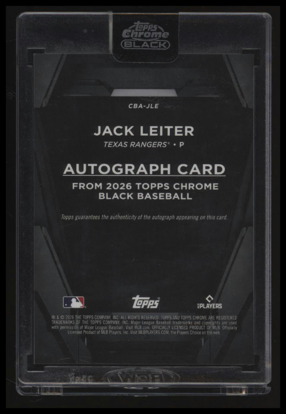 2026 Topps Chrome Black Jack Leiter Autographs Gold Refractors #/50