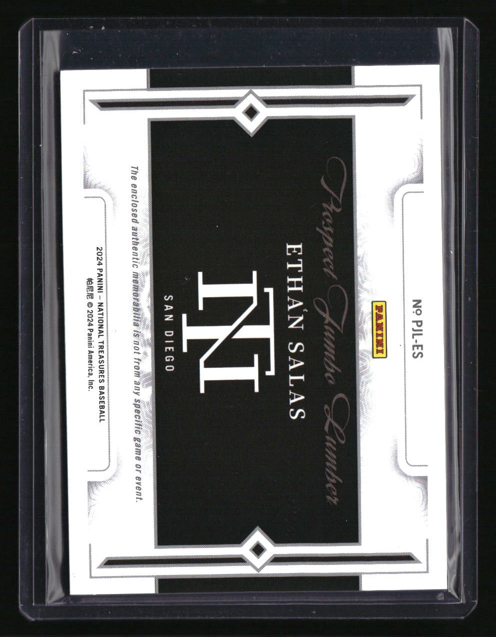 2024 Panini National Treasures Ethan Salas Prospect Jumbo Lumber #/49