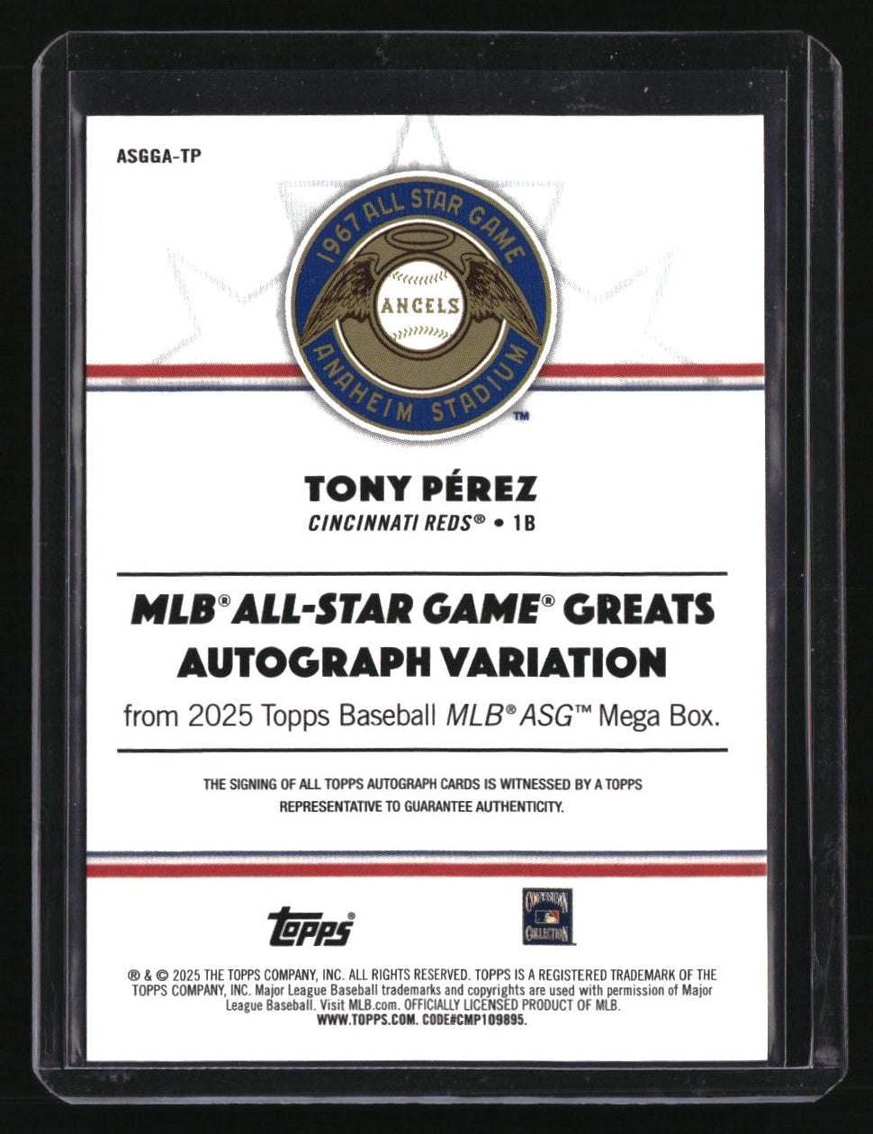 2025 Topps All Star Game Tony Pérez All-Star Game Greats Auto #/50