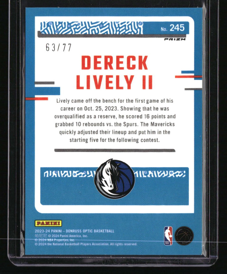 2023-24 Donruss Optic Dereck Lively II Green Glitter #/77