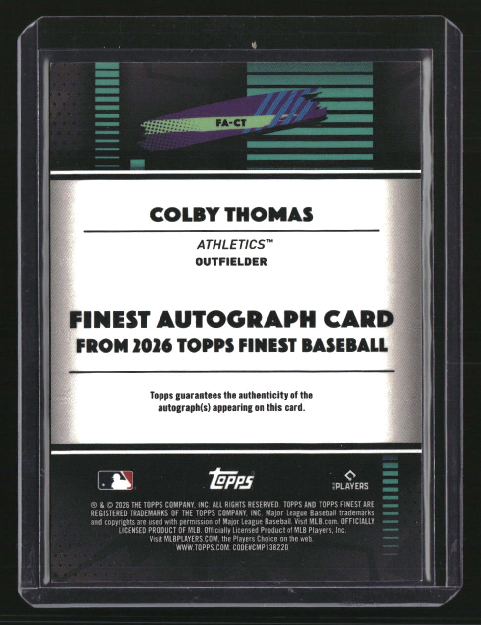 2026 Finest Colby Thomas Finest Autographs Gold Geometric Refractors #/50