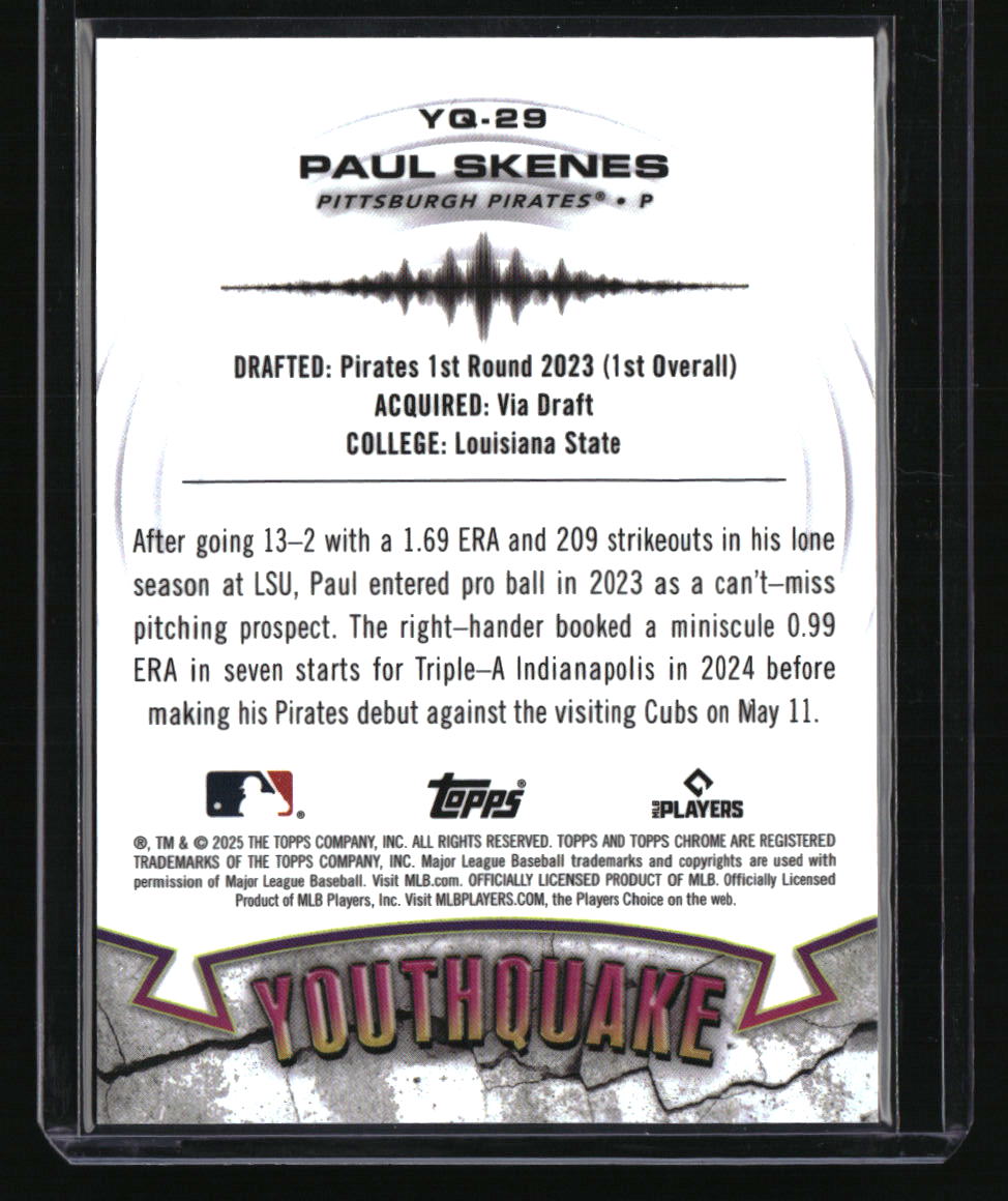 2025 Topps Chrome Paul Skenes YouthQuake Green Refractor #/99