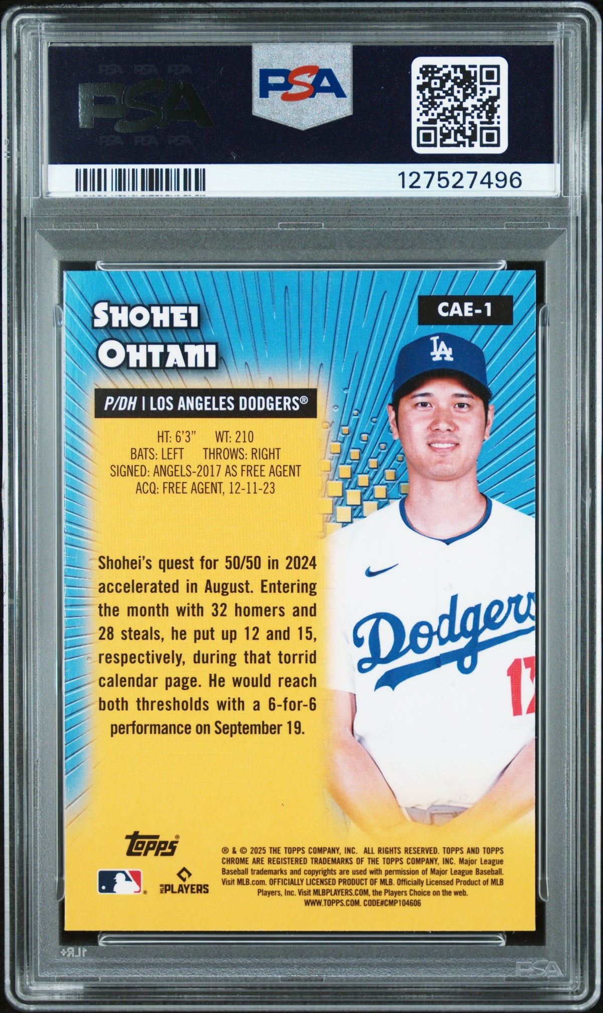 2025 Topps Chrome All Etch Shohei Ohtani PSA 10