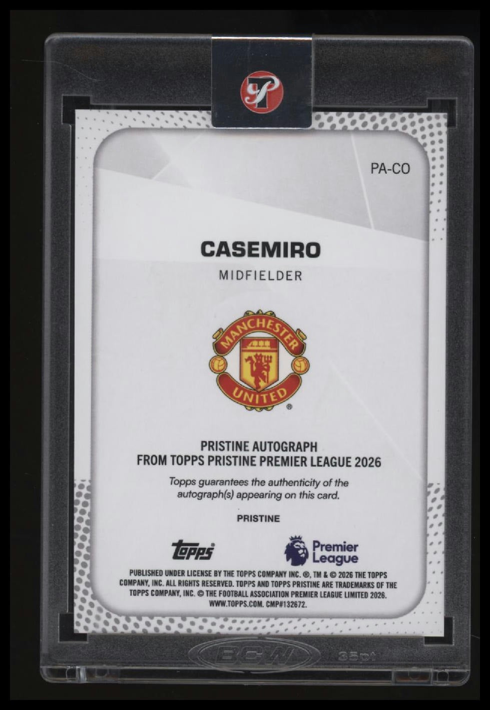 2025-26 Topps Pristine Premier League Casemiro Auto Purple Pulsar #/99